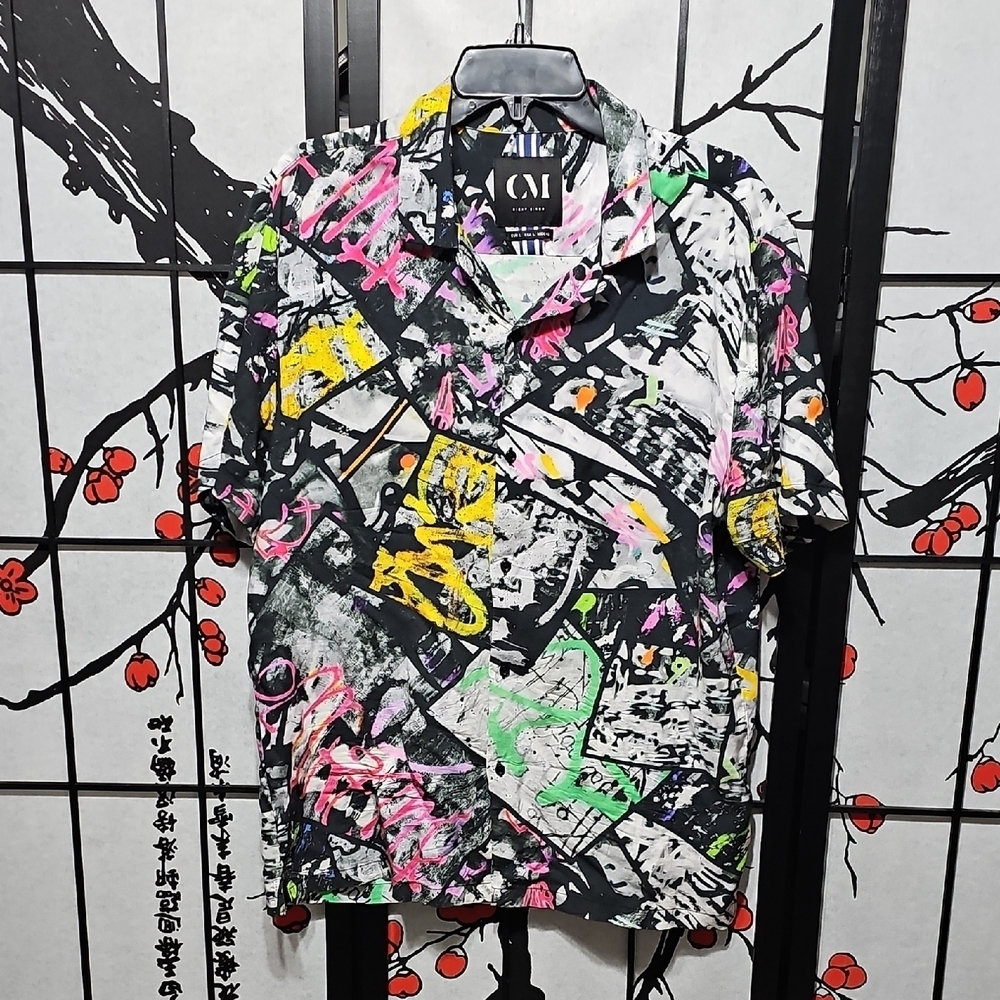 Ricky Singh Multicolor Abstract Men's Shirt‎ Size Large